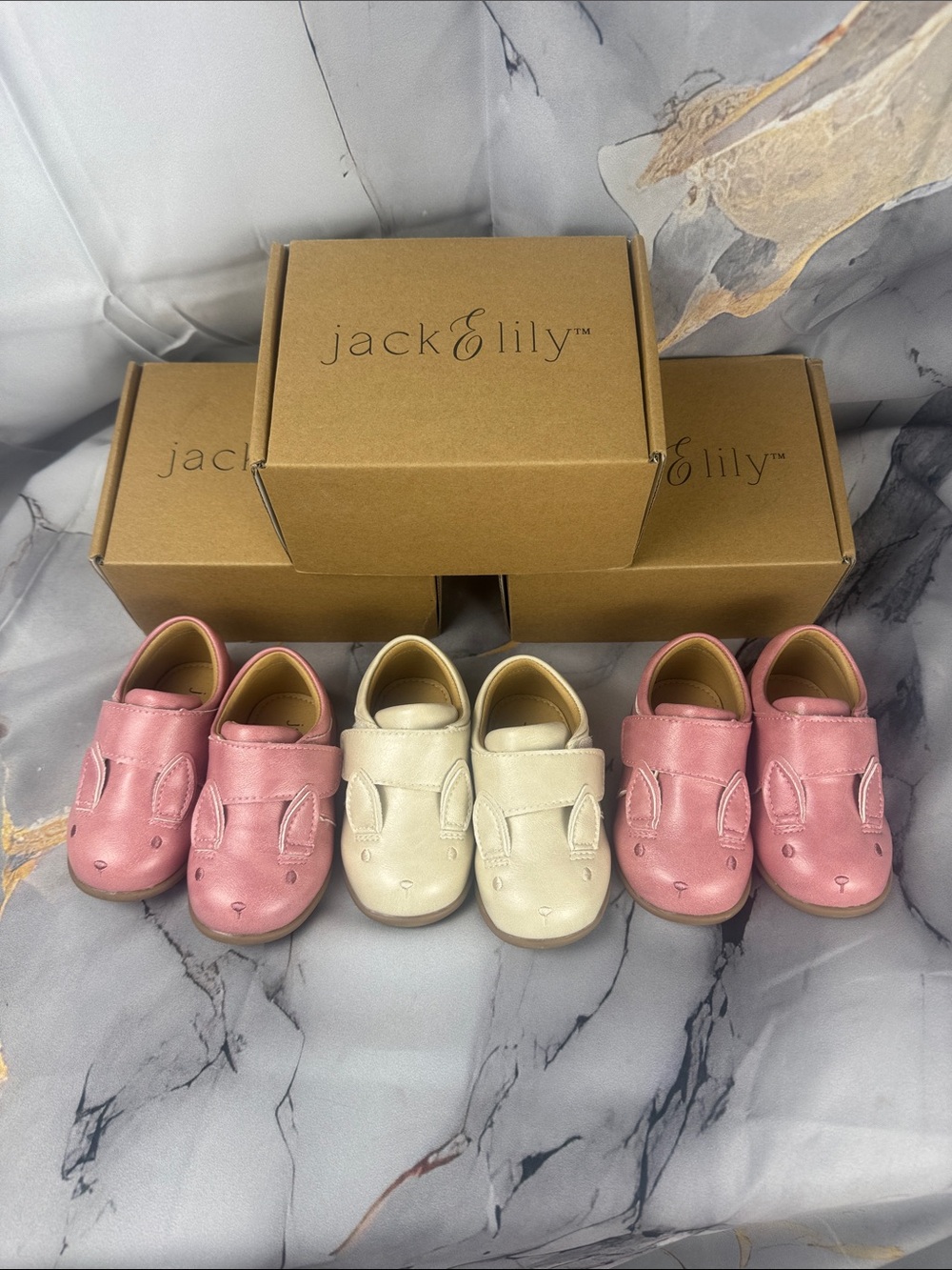 Jack & Lily Kids Bunny Mary Jane Shoes - Pink & Cream